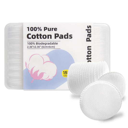 Illidi 100% Baumwollpads für das Gesicht (150 Stück) – Doppeltextur, weich, fusselfrei, hypoallergen, saugstark