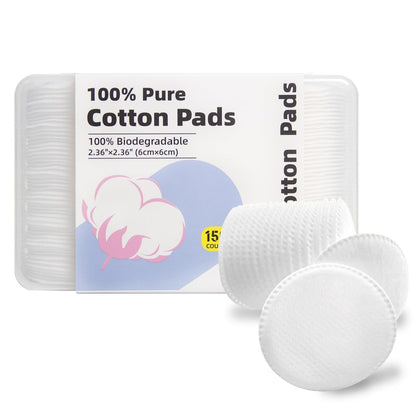 Illidi 100% Baumwollpads für das Gesicht (150 Stück) – Doppeltextur, weich, fusselfrei, hypoallergen, saugstark