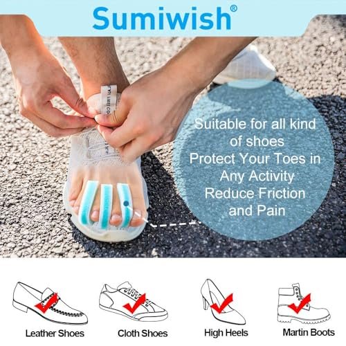 Sumiwish Schaumstoff Zehenspreizer, 20er-Pack Atmungsaktive Zehenabstandshalter, Reduzieren Reibung und Lindern Hühneraugen Schmerzen, Überlappende Zehenkorrektor - Blau
