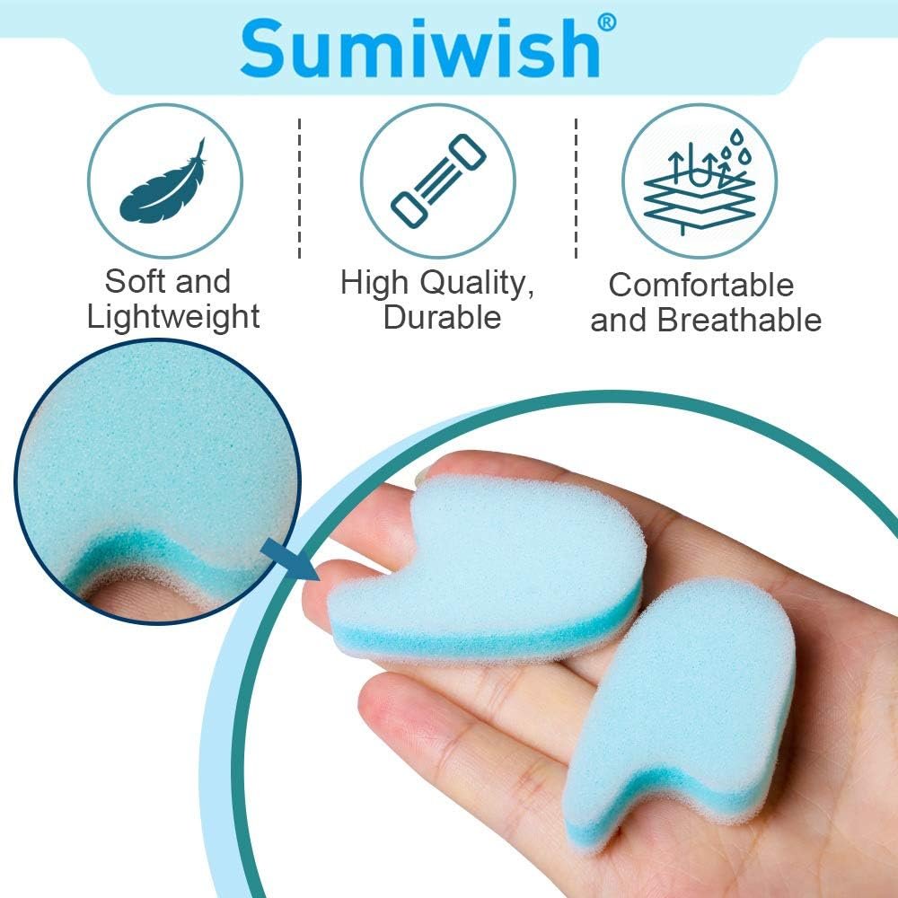 Sumiwish Schaumstoff Zehenspreizer, 20er-Pack Atmungsaktive Zehenabstandshalter, Reduzieren Reibung und Lindern Hühneraugen Schmerzen, Überlappende Zehenkorrektor - Blau