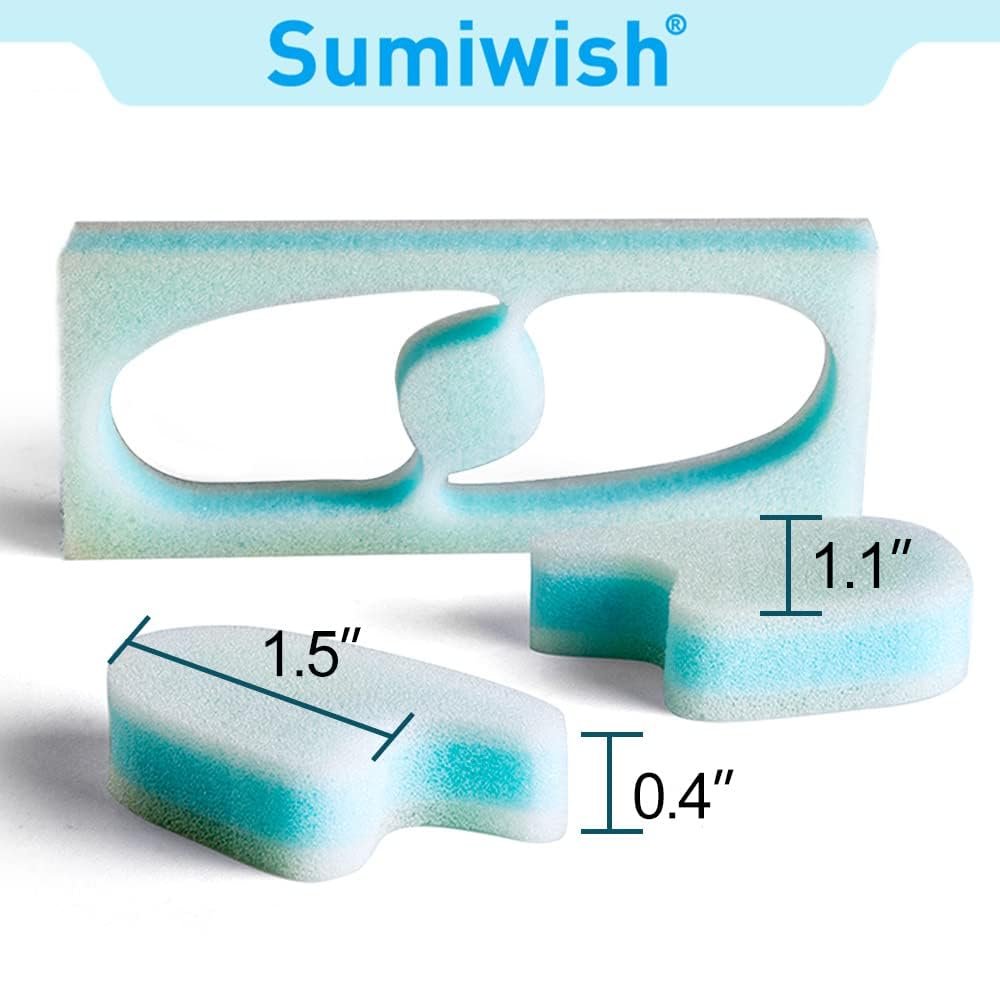 Sumiwish Schaumstoff Zehenspreizer, 20er-Pack Atmungsaktive Zehenabstandshalter, Reduzieren Reibung und Lindern Hühneraugen Schmerzen, Überlappende Zehenkorrektor - Blau