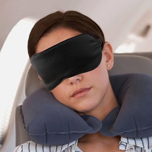 2er-Pack Schwarze Satin-Schlafmasken, verstellbare Seiden-Augenmasken zum Schlafen, weiche atmungsaktive Schlafbrille für Erwachsene, Paare, Partys, Reisen, Flugreisen, Augenabdeckungen