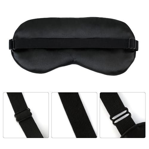 2er-Pack Schwarze Satin-Schlafmasken, verstellbare Seiden-Augenmasken zum Schlafen, weiche atmungsaktive Schlafbrille für Erwachsene, Paare, Partys, Reisen, Flugreisen, Augenabdeckungen