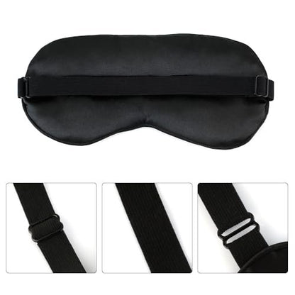 2er-Pack Schwarze Satin-Schlafmasken, verstellbare Seiden-Augenmasken zum Schlafen, weiche atmungsaktive Schlafbrille für Erwachsene, Paare, Partys, Reisen, Flugreisen, Augenabdeckungen