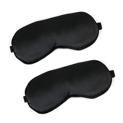 2er-Pack Schwarze Satin-Schlafmasken, verstellbare Seiden-Augenmasken zum Schlafen, weiche atmungsaktive Schlafbrille für Erwachsene, Paare, Partys, Reisen, Flugreisen, Augenabdeckungen