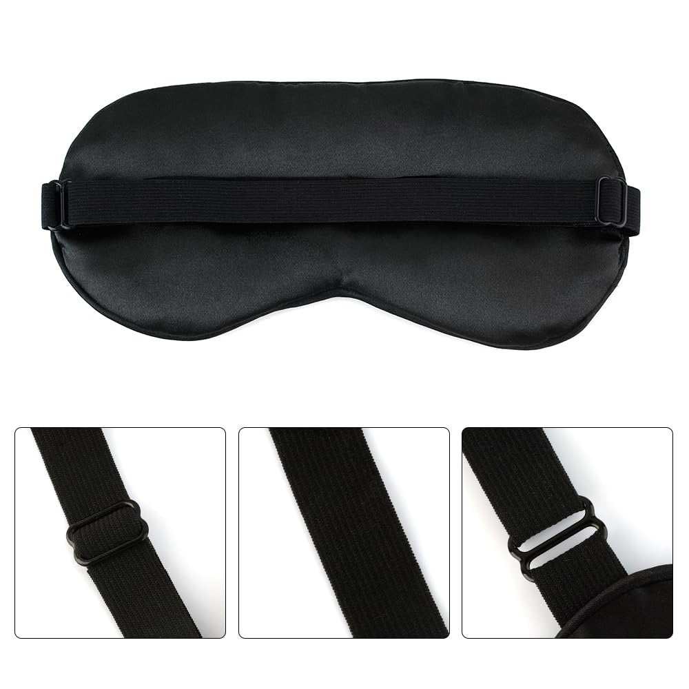 2er-Pack Schwarze Satin-Schlafmasken, verstellbare Seiden-Augenmasken zum Schlafen, weiche atmungsaktive Schlafbrille für Erwachsene, Paare, Partys, Reisen, Flugreisen, Augenabdeckungen