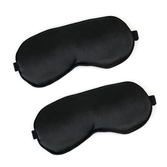 2er-Pack Schwarze Satin-Schlafmasken, verstellbare Seiden-Augenmasken zum Schlafen, weiche atmungsaktive Schlafbrille für Erwachsene, Paare, Partys, Reisen, Flugreisen, Augenabdeckungen