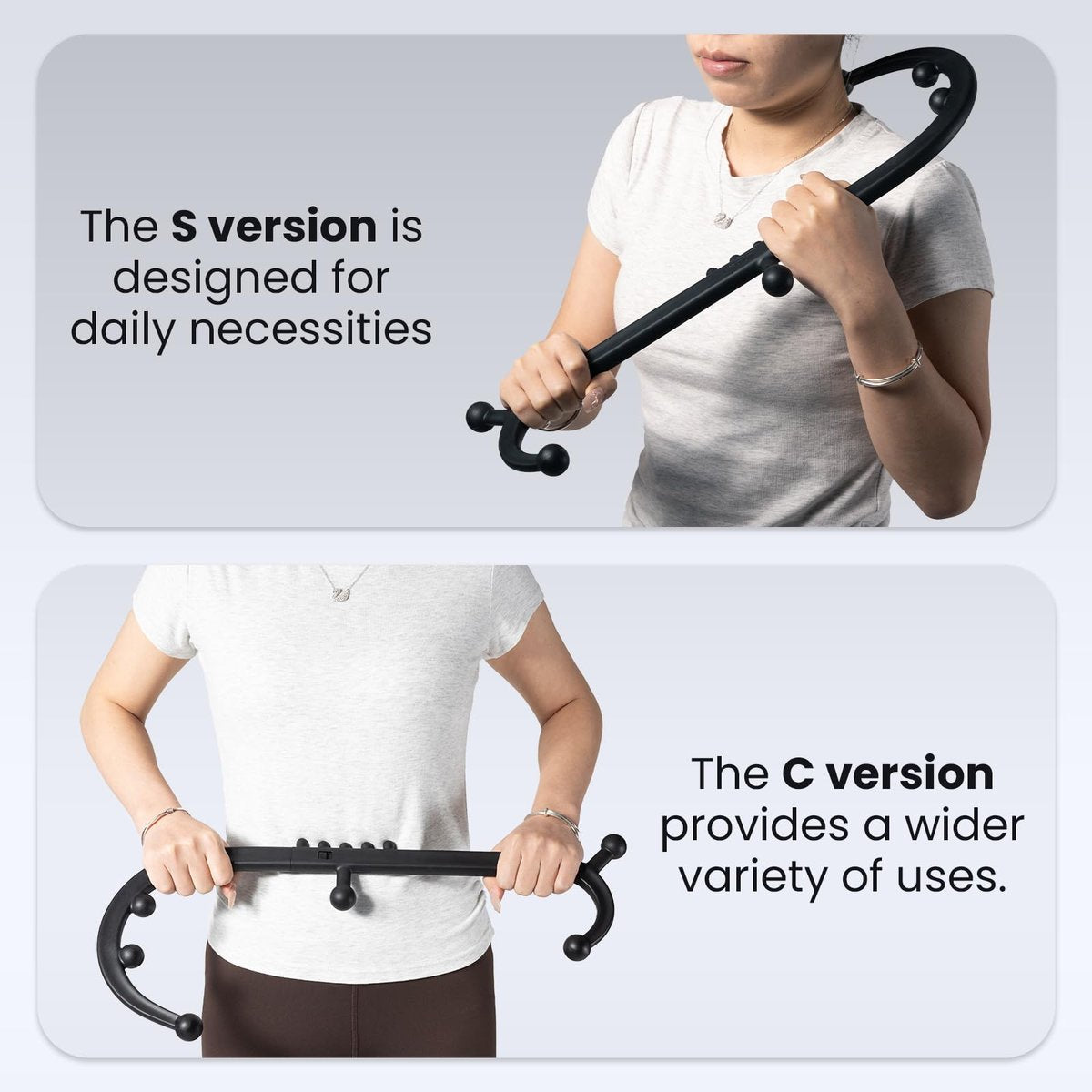 LiBa Trigger Point Massage Tool – Abnehmbarer Rücken-Nacken-Schulter-Massagegerät zur Schmerzlinderung, manuelle Therapie-Massage-Haken-Stock mit Massageball, Geschenk für Sportler, Büroangestellte und chronische Schmerzpatienten