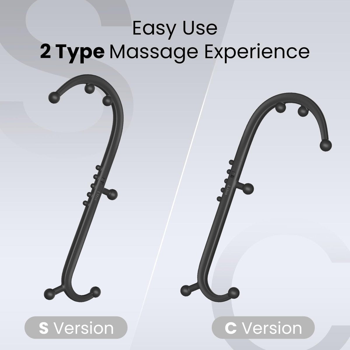 LiBa Trigger Point Massage Tool – Abnehmbarer Rücken-Nacken-Schulter-Massagegerät zur Schmerzlinderung, manuelle Therapie-Massage-Haken-Stock mit Massageball, Geschenk für Sportler, Büroangestellte und chronische Schmerzpatienten