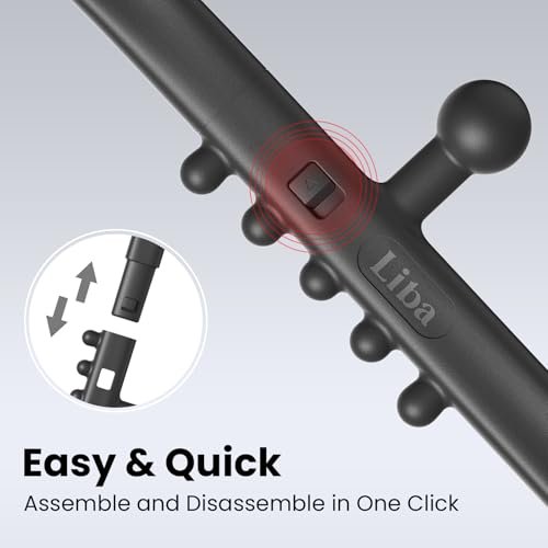 LiBa Trigger Point Massage Tool – Abnehmbarer Rücken-Nacken-Schulter-Massagegerät zur Schmerzlinderung, manuelle Therapie-Massage-Haken-Stock mit Massageball, Geschenk für Sportler, Büroangestellte und chronische Schmerzpatienten