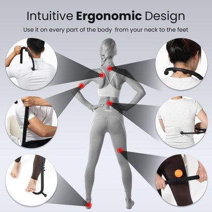 LiBa Trigger Point Massage Tool – Abnehmbarer Rücken-Nacken-Schulter-Massagegerät zur Schmerzlinderung, manuelle Therapie-Massage-Haken-Stock mit Massageball, Geschenk für Sportler, Büroangestellte und chronische Schmerzpatienten