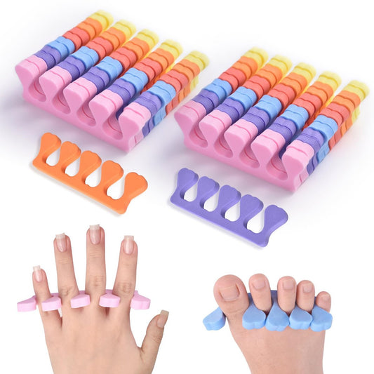 24-teiliges buntes Herz-Zehenspreizer-Set aus Schaumstoff – weiche Zehentrenner für Nagelkunst, Pediküre & Maniküre – für Männer & Frauen