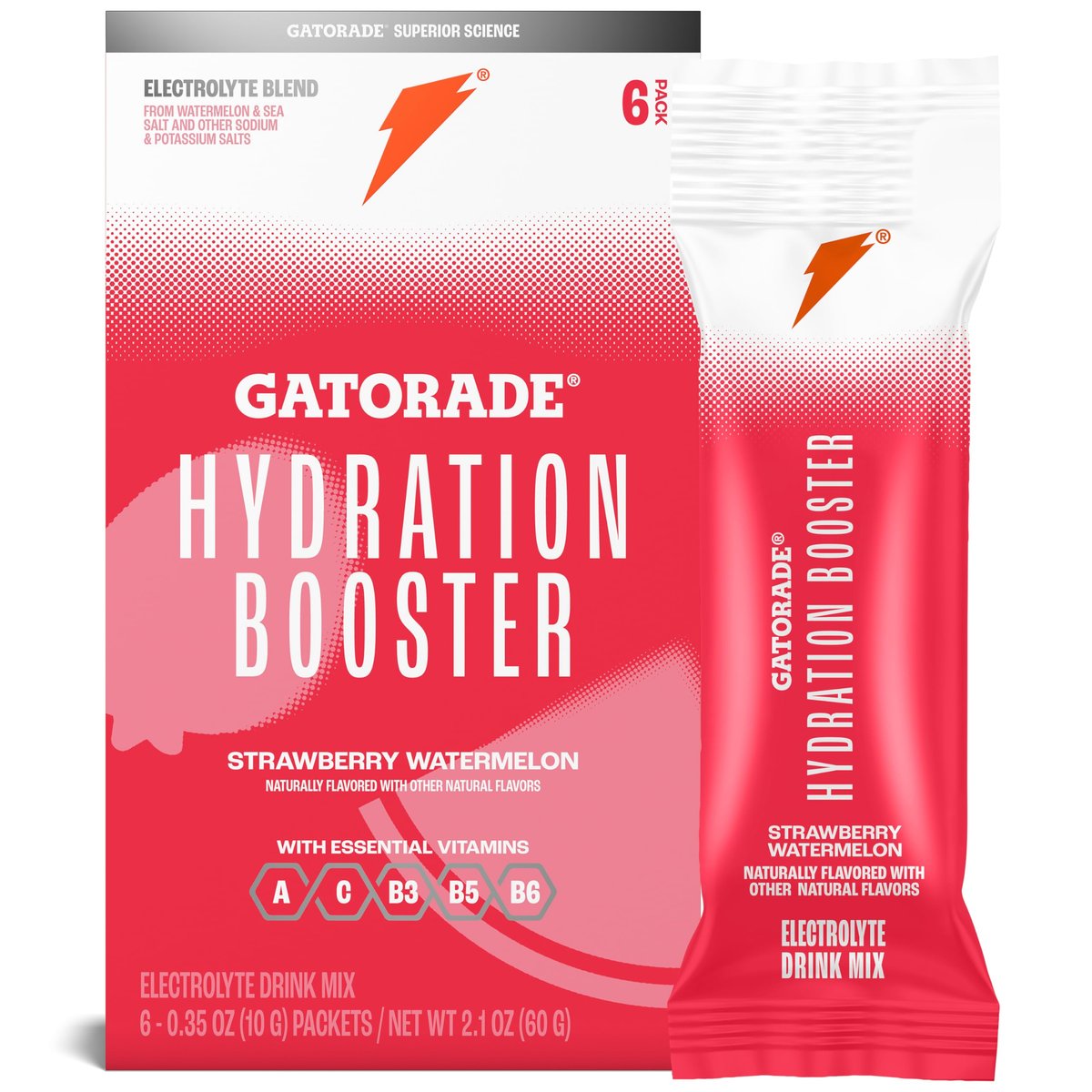 Gatorade Hydration Booster Elektrolyt-Pulver – Erdbeer-Wassermelone, 6er-Pack (je 0,34 oz)