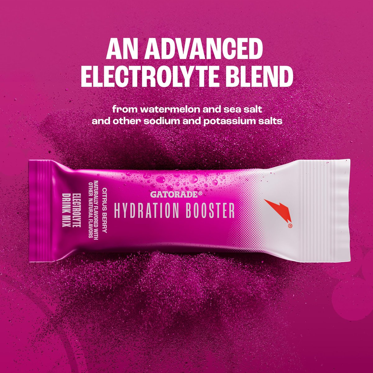 Gatorade Hydration Booster Elektrolyt-Getränkepulver Beutel, Citrus Berry, Fortschrittliche Elektrolytmischung, Ohne Zusatz von Farbstoffen, Ohne künstliche Süßstoffe, Essentielle Vitamine A, C, B3, B5, B6, Ergibt 20 Fl Oz, (6er Pack)