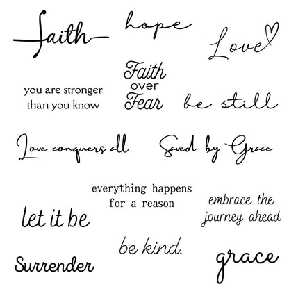 One Grace Soul Collection - Inspirierende und motivierende kleine temporäre Tattoos - Realistische wasserfeste schwarze Mini-Tattoos für Frauen und Männer