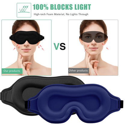 BeeVines Schlafmaske, 2er-Pack 3D-Konturierte Schlafmasken für Wimpernverlängerungen, Nachtgeformte Abdeckungen mit verstellbarem Riemen, Augenschutz für Wimpernverlängerungen für Reisen, Yoga, Nickerchen (Schwarz & Blau)