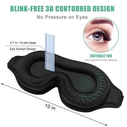 BeeVines Schlafmaske, 2er-Pack 3D-Konturierte Schlafmasken für Wimpernverlängerungen, Nachtgeformte Abdeckungen mit verstellbarem Riemen, Augenschutz für Wimpernverlängerungen für Reisen, Yoga, Nickerchen (Schwarz & Blau)