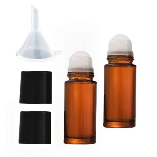 LNYMZD 2er-Pack Braune 30ml Glas Rollerflaschen für Ätherische Öle – Nachfüllbare Roll-On-Flaschen, Leere Deodorant-Behälter für Parfüm und Kosmetik
