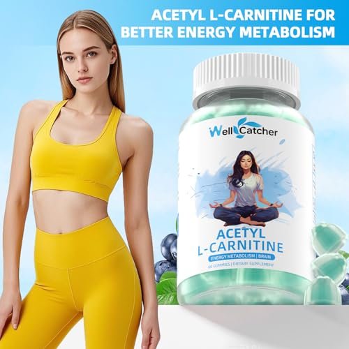 Acetyl-L-Carnitin Gummies 1000 mg – Zuckerfrei, ALCAR Gummies für Männer und Frauen – Unterstützt Muskelausdauer, Gehirngesundheit und Energie-Stoffwechsel – Vegan, Non-GMO, Blaubeergeschmack, 60 Stück