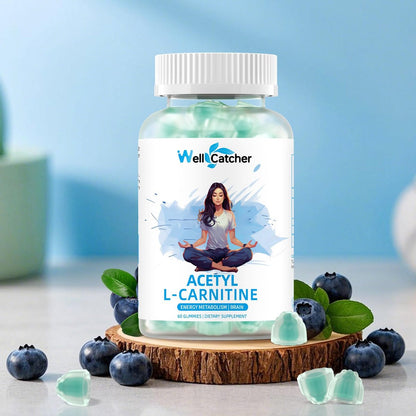 Acetyl-L-Carnitin Gummies 1000 mg – Zuckerfrei, ALCAR Gummies für Männer und Frauen – Unterstützt Muskelausdauer, Gehirngesundheit und Energie-Stoffwechsel – Vegan, Non-GMO, Blaubeergeschmack, 60 Stück