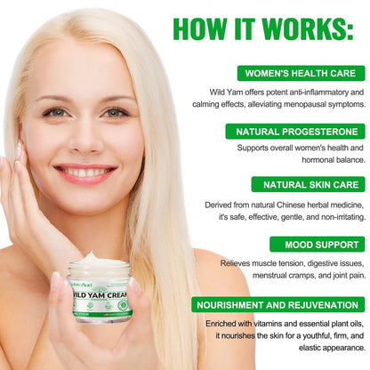NATURE ZIRAN Wild Yam Creme – Wild Yam Creme zur Linderung von Symptomen während Phasen körperlicher Veränderung – für alle Hauttypen (62 ml)