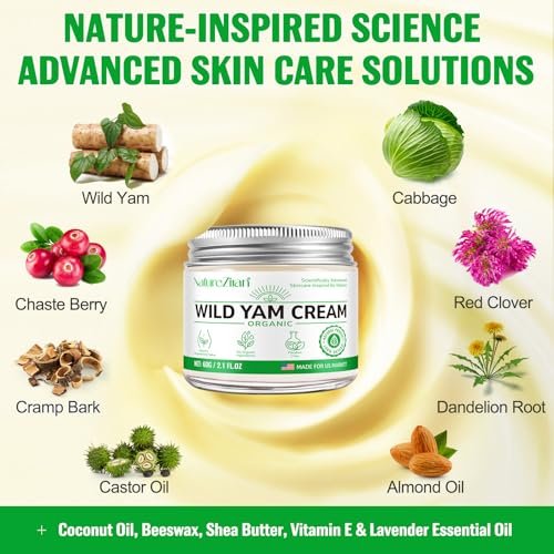 NATURE ZIRAN Wild Yam Creme – Wild Yam Creme zur Linderung von Symptomen während Phasen körperlicher Veränderung – für alle Hauttypen (62 ml)