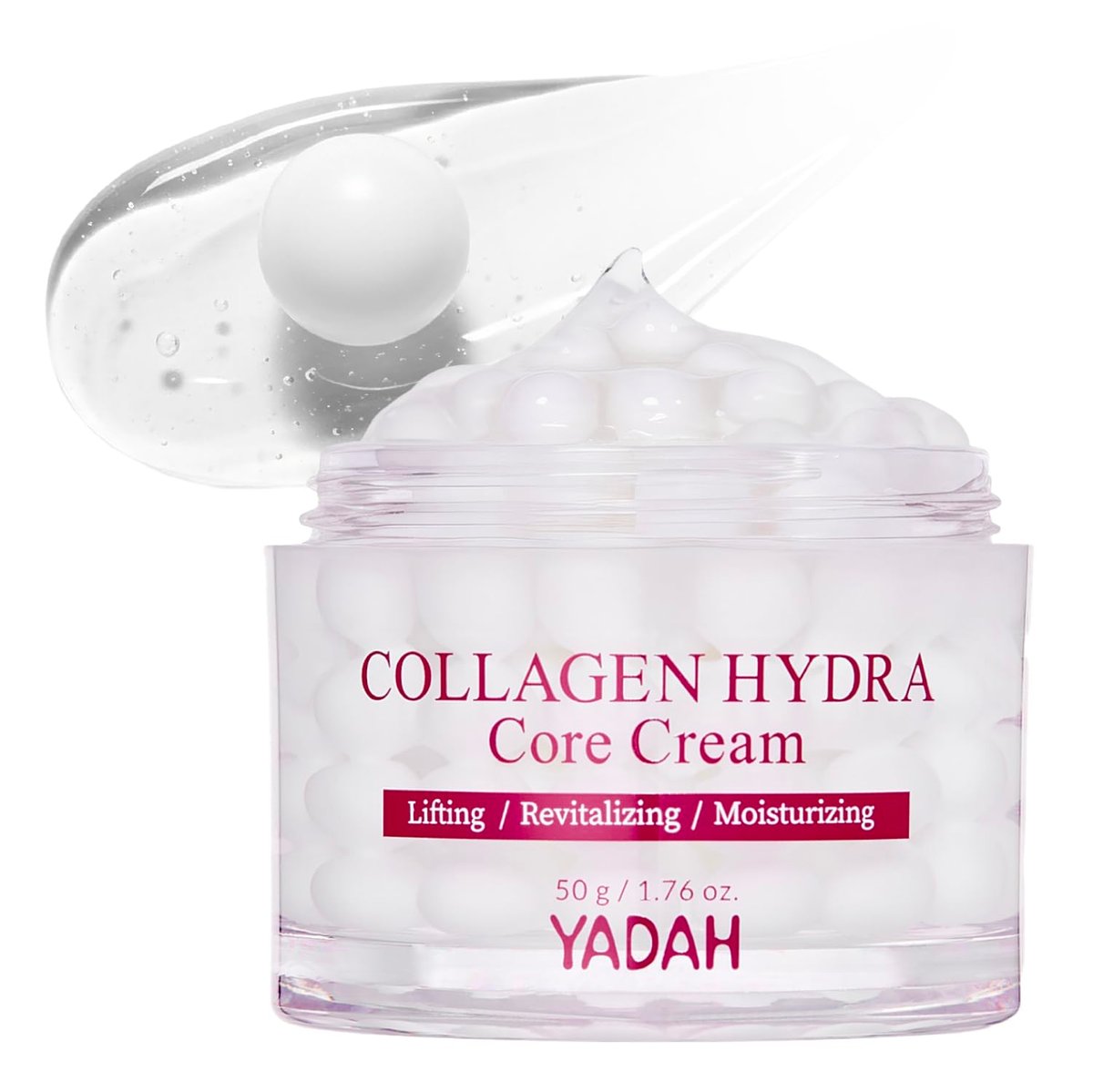 YADAH Collagen Hydra Core Cream – Kapsel-Füllercreme mit 10 Arten von Hyaluronsäuren, 1000 ppm niedermolekularem Kollagen und Ceramid, intensive Feuchtigkeitspflege für empfindliche Haut, 50 g