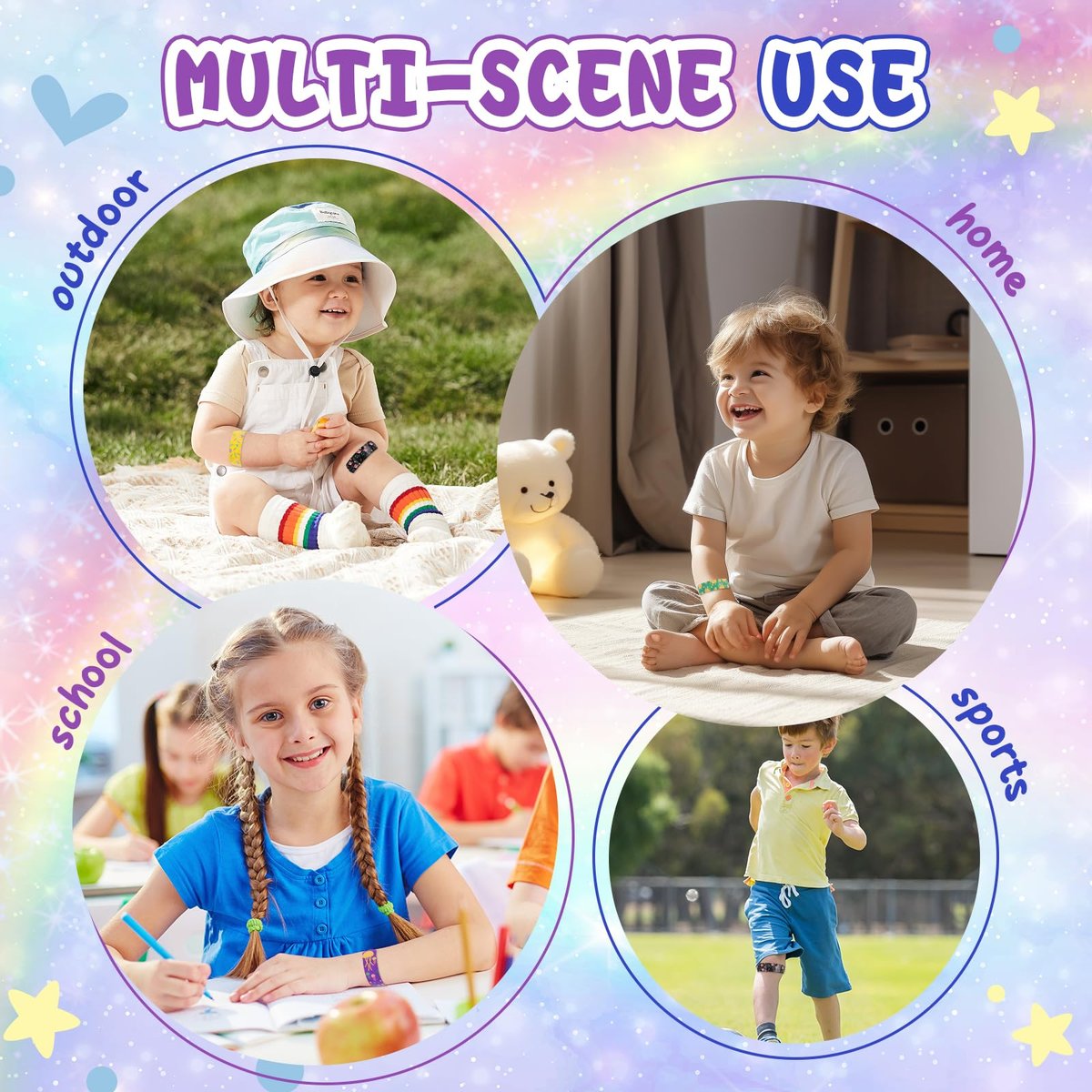 100er-Pack Kinderpflaster, Leuchtende Pflaster für Kinder, Wasserdichte Pflaster für Kleine Schnitte und Schrammen – 5 Designs, TUXIYA