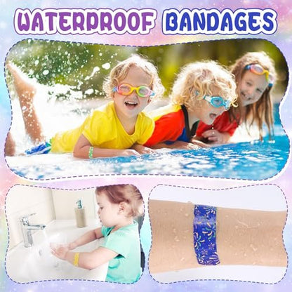 100er-Pack Kinderpflaster, Leuchtende Pflaster für Kinder, Wasserdichte Pflaster für Kleine Schnitte und Schrammen – 5 Designs, TUXIYA