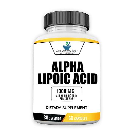 American Standard Supplements Alpha-Liponsäure 1300 mg pro Portion – Vegan, Glutenfrei, Non-GMO, 60 Kapseln, 30 Portionen