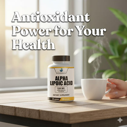 American Standard Supplements Alpha-Liponsäure 1300 mg pro Portion – Vegan, Glutenfrei, Non-GMO, 60 Kapseln, 30 Portionen