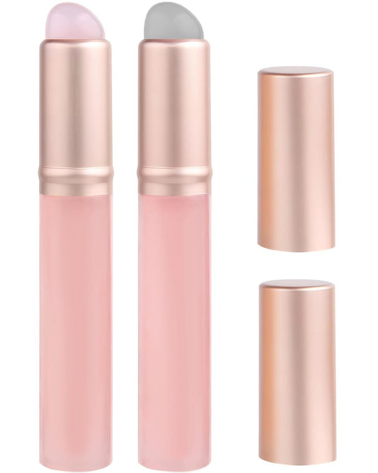 2er-Set Silikon-Lippenbürsten mit Kappe für Lippenstift und Lipgloss (Pink)