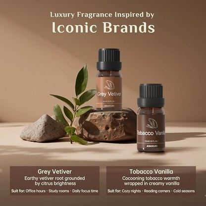 ASAKUKI Men Essential Oils Set für Diffuser – 6×10 ml Kollektion inspirierter Unisex-Duftöle für Diffuser – Elegante, saubere und selbstbewusste Düfte