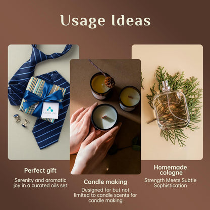 ASAKUKI Men Essential Oils Set für Diffuser – 6×10 ml Kollektion inspirierter Unisex-Duftöle für Diffuser – Elegante, saubere und selbstbewusste Düfte