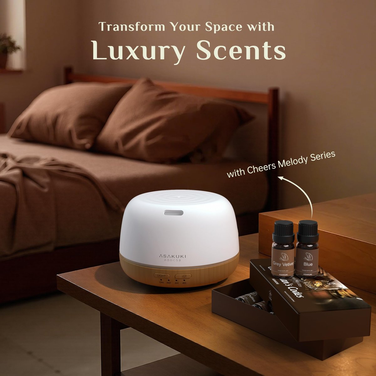 ASAKUKI Men Essential Oils Set für Diffuser – 6×10 ml Kollektion inspirierter Unisex-Duftöle für Diffuser – Elegante, saubere und selbstbewusste Düfte
