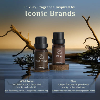 ASAKUKI Men Essential Oils Set für Diffuser – 6×10 ml Kollektion inspirierter Unisex-Duftöle für Diffuser – Elegante, saubere und selbstbewusste Düfte
