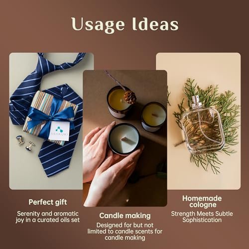ASAKUKI Men Essential Oils Set für Diffuser – 6×10 ml Kollektion inspirierter Unisex-Duftöle für Diffuser – Elegante, saubere und selbstbewusste Düfte