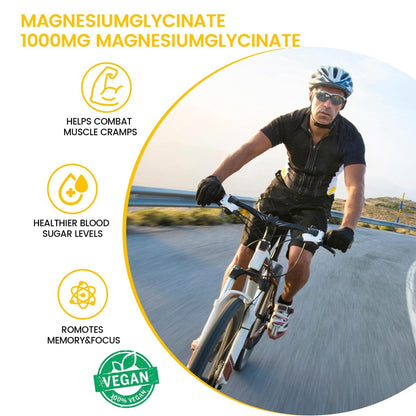 Magnesiumglycinat Gummibärchen 1000mg - 90 Stück | Magnesium Kalium Präparat für Entspannung, Stressabbau, mit Vitamin D, B6, CoQ10 für ruhige Stimmung & Schlafunterstützung - Mango Ananas Gummis