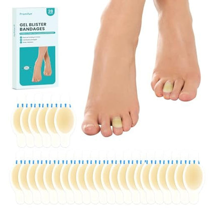 Promifun Blasenpflaster Hydrokolloid-Pflaster – 28 Stück wasserresistente Gel-Pflaster für Ferse, Zeh, Fuß – zur Vorbeugung und Heilung