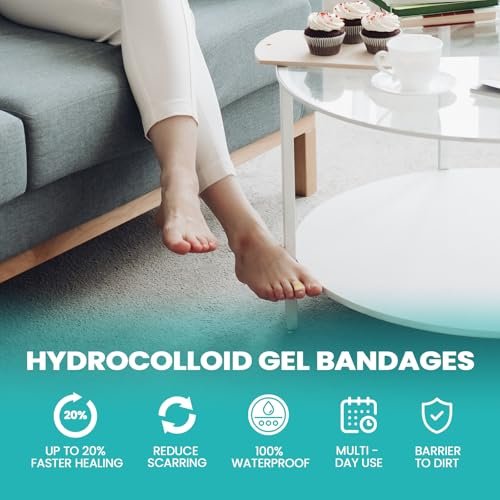 Promifun Blasenpflaster Hydrokolloid-Pflaster – 28 Stück wasserresistente Gel-Pflaster für Ferse, Zeh, Fuß – zur Vorbeugung und Heilung