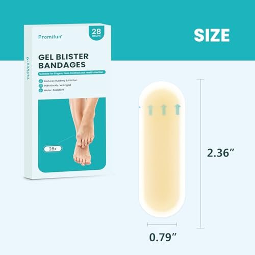 Promifun Blasenpflaster - 28 Stück Hydrokolloid-Polster für Fuß, Zeh, Ferse - wasserabweisende Gelpflaster zur Vorbeugung & Heilung, Ballenzeh-Pack