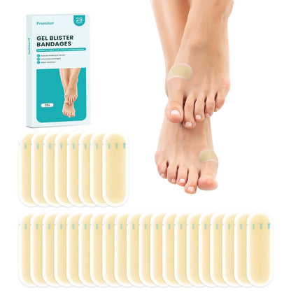 Promifun Blasenpflaster - 28 Stück Hydrokolloid-Polster für Fuß, Zeh, Ferse - wasserabweisende Gelpflaster zur Vorbeugung & Heilung, Ballenzeh-Pack