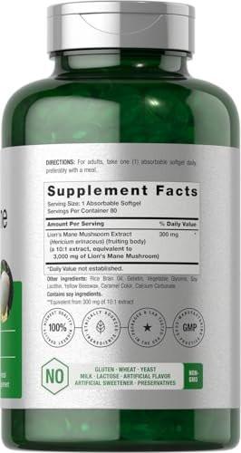 Horbäach Löwenmähne Nahrungsergänzungsmittel | 80 absorbierbare Softgels | Nicht-GVO & Glutenfreier Extrakt