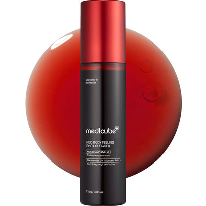 medicube Red Body Peeling Shot – AHA + BHA Körperpeeling-Spray für glatte, sommerreife Haut, behandelt Erdbeerhaut, Unebenheiten & Pickel, 110 ml