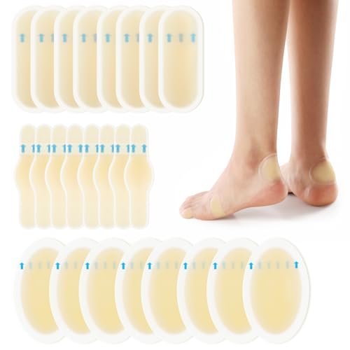 24er-Pack Gel Blasenpflaster Hydrokolloid Pflaster für Ferse, Zeh & Fuß – Wasserabweisende Blasenpads zur Vorbeugung und Heilung – Sortiert