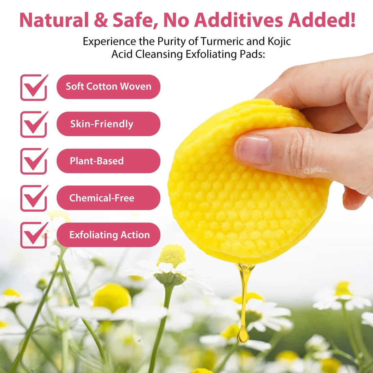 40 Stück Kurkuma-Reinigungspads – Gesichtspads gegen dunkle Flecken – Mit Kurkuma angereicherte, schäumende Peeling-Pads – Entfernen überschüssiges Keratin – Sanft & nicht reizend für Gesicht und Körper