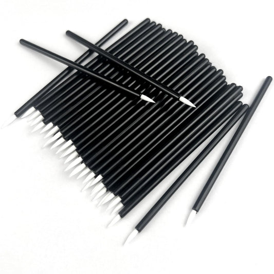 Jaasuee 100 Stück schwarze Einweg-Eyeliner-Pinsel, Kosmetikstäbchen für Eyeliner, Lipliner, Augen-Make-up, Wimpern und Detailmalerei, Make-up-Pinsel-Applikatoren