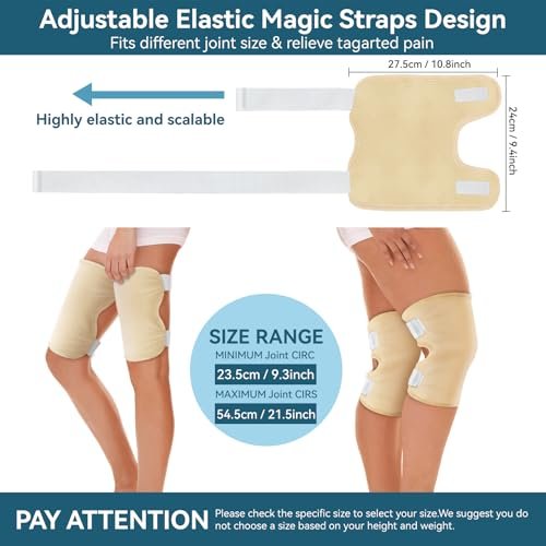 Taoscare Verbesserte Rizinusöl-Wickelpackung – Größere Kniegröße für Männer & Frauen, Bio-Baumwoll-Kompressen für Ellbogen, Arm & Oberschenkel, verstellbarer Klettverschluss, wasserdicht & wiederverwendbar (2er-Pack)