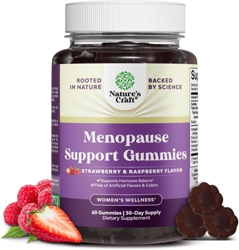 Natures Craft Frauen Menopause Gummis mit Dong Quai & Ashwagandha – 60 Stück – Unterstützung bei Hitzewallungen, Nachtschweiß & Stimmungsschwankungen – Prä & Post Menopause Vitamine