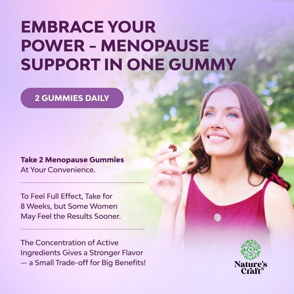 Natures Craft Frauen Menopause Gummis mit Dong Quai & Ashwagandha – 60 Stück – Unterstützung bei Hitzewallungen, Nachtschweiß & Stimmungsschwankungen – Prä & Post Menopause Vitamine
